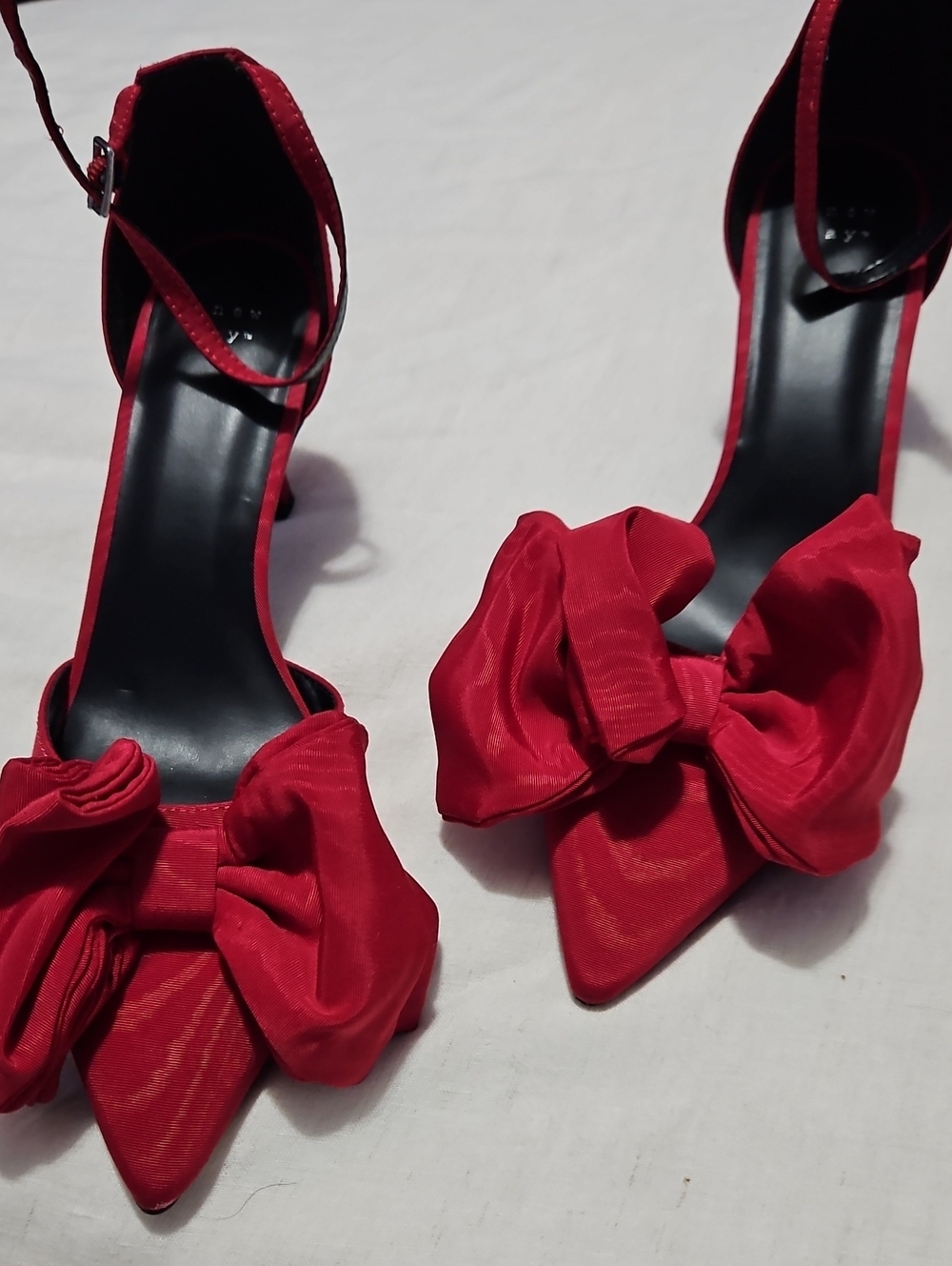 a new day Red Pointed Bow Ankle-Strap Heels